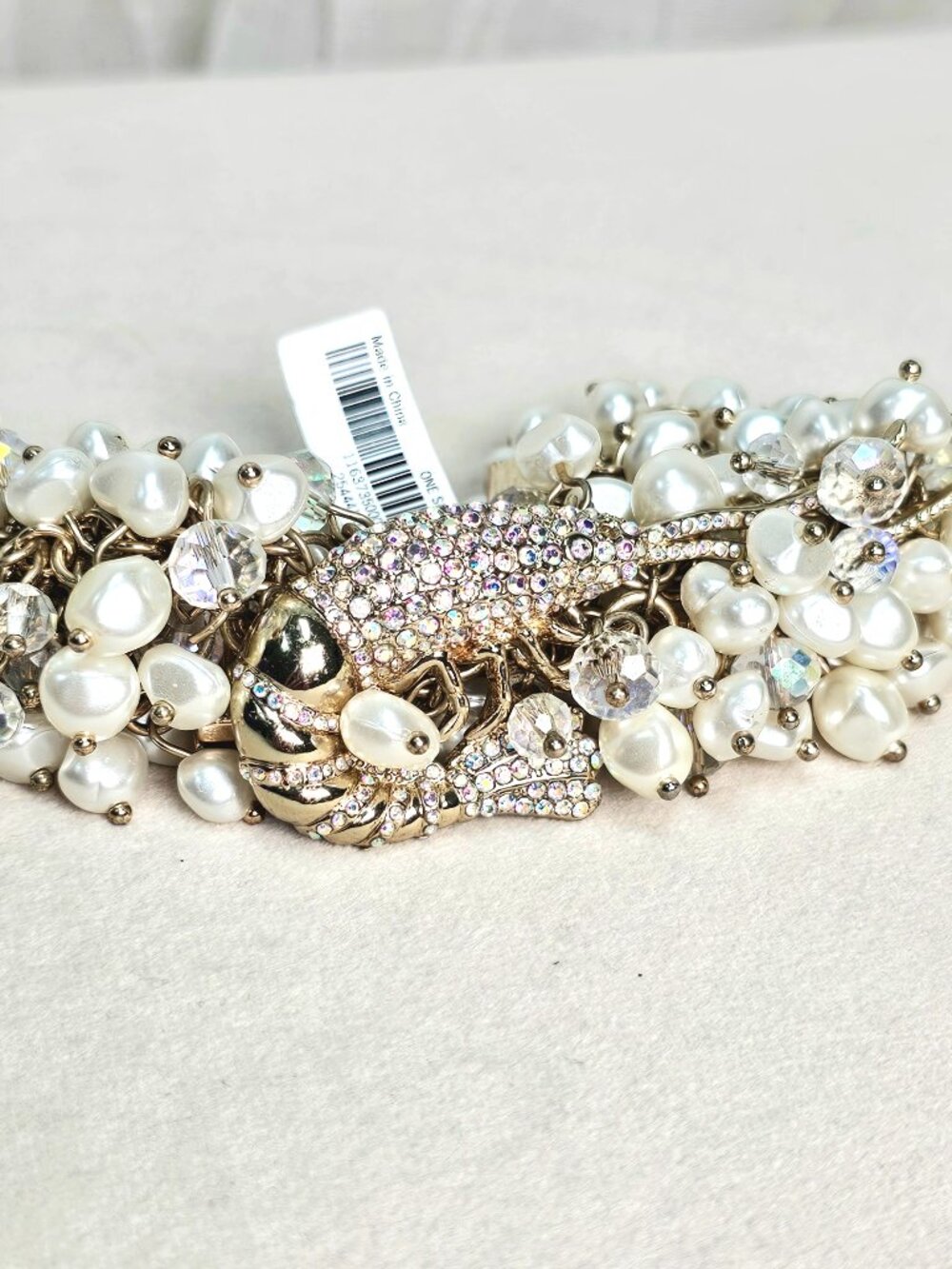 Banana Republic Pearl Crystal Shrimp Statement Bracelet NWT $88